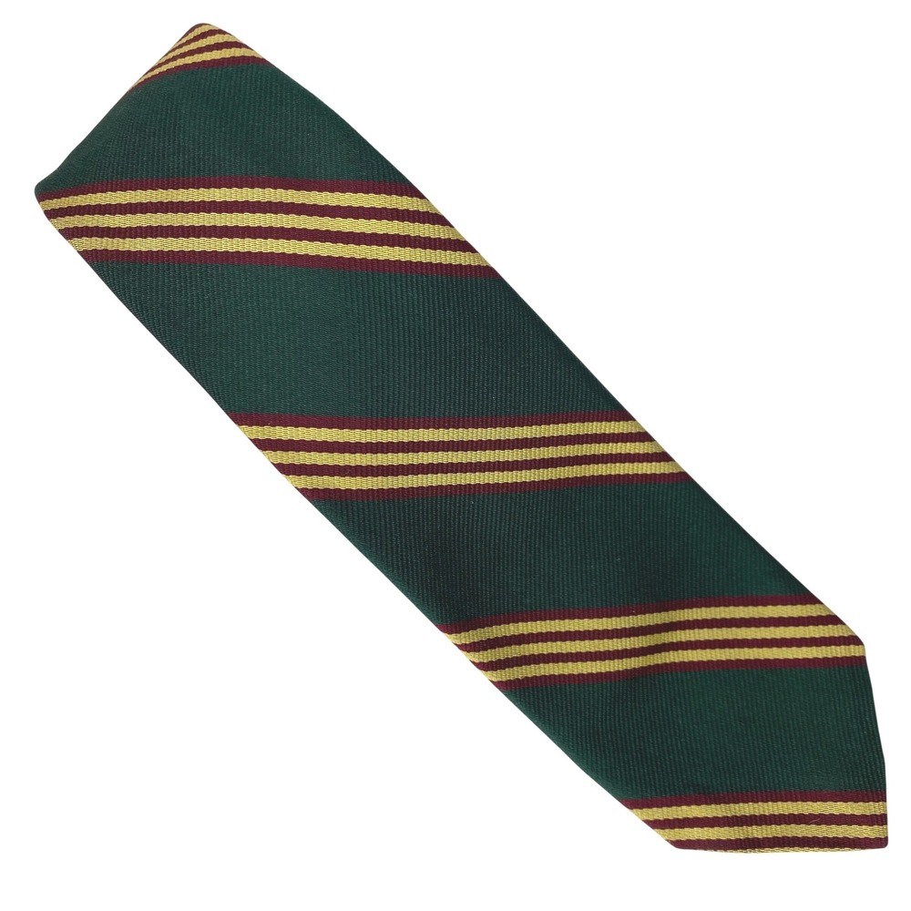 LIBERTY OF‎ LONDON Tie Mens Green Burgundy Stripe Repp Classic Dress 56x2.5 VTG